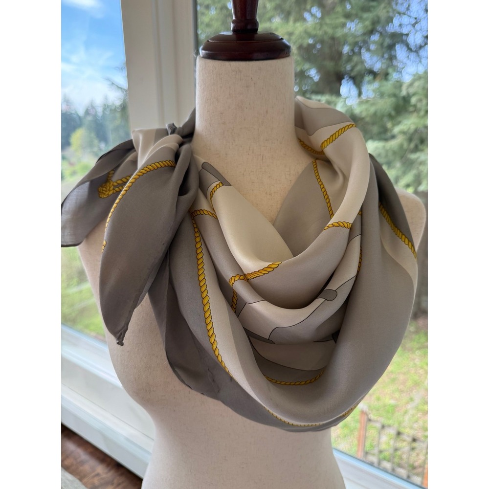 Vintage silk Scarf. Nautical
